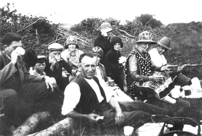 A group of unknown picnickers